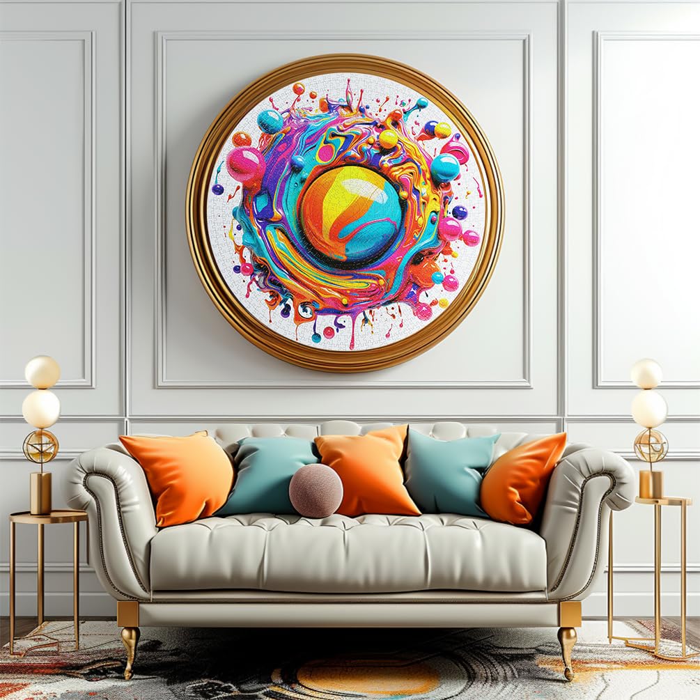 Bgraamiens Paint Splash - 1000 Piece Gradient Colorful Impossible Puzzle for Adults, Hard Challenge.