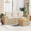 VidaXL Garden Lounge Set with Cushions 4 Pcs Beige Braided Resin 3257647