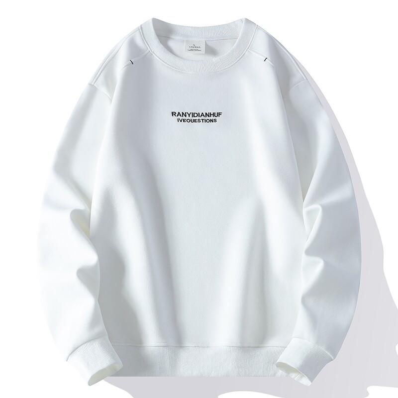 Spring Round Neck Sweater Men Loose Simple Casual Shirt Outdoor Sports Long Sleeve T-shirt Solid Color Fashion Bottoming Shirt