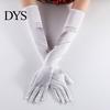 Full Finger Gloves 1 Pair Wedding Super Soft Elastic Fade-Resistant Washable Vivid Color Decorative Satin Women Elbow Length Evening Party Long
