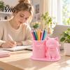 Minimalist Brush Holder 3D Print Cat Pen Holder, Matte PLA Pencil And Makeup Office Desk Organizer Storage Container, Stable Wide Base Bow Design Art