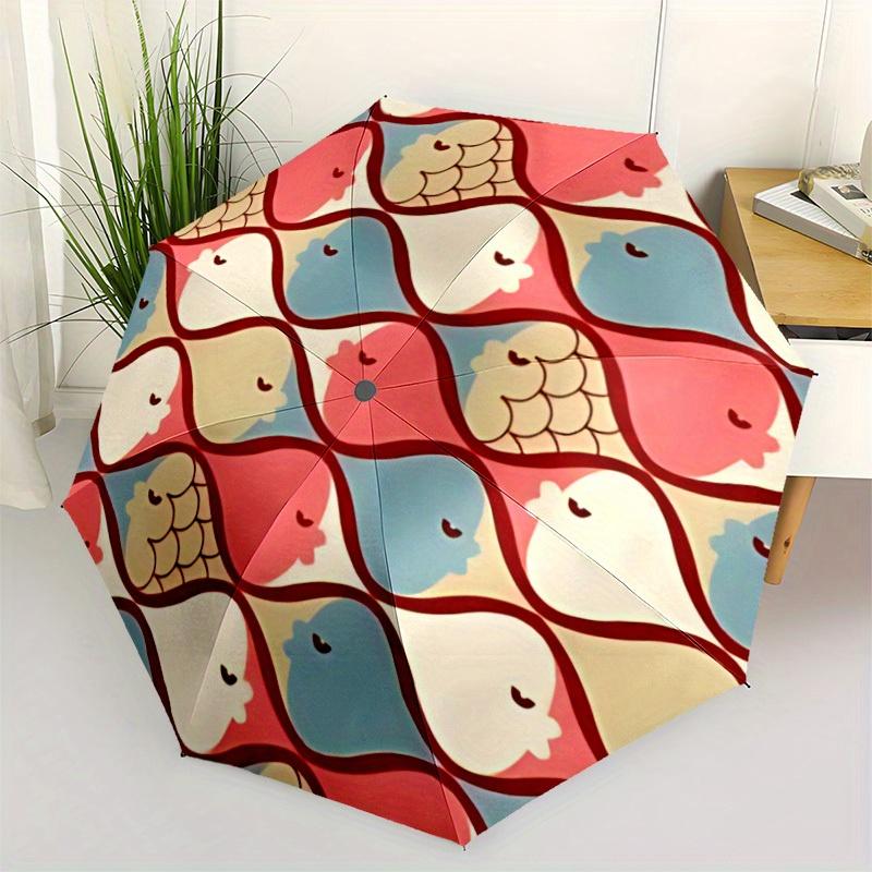 1pc Fish Pattern Automatic Open 8-Rib Windproof Umbrella, Travel & Commuting, Suitable for All Seasons