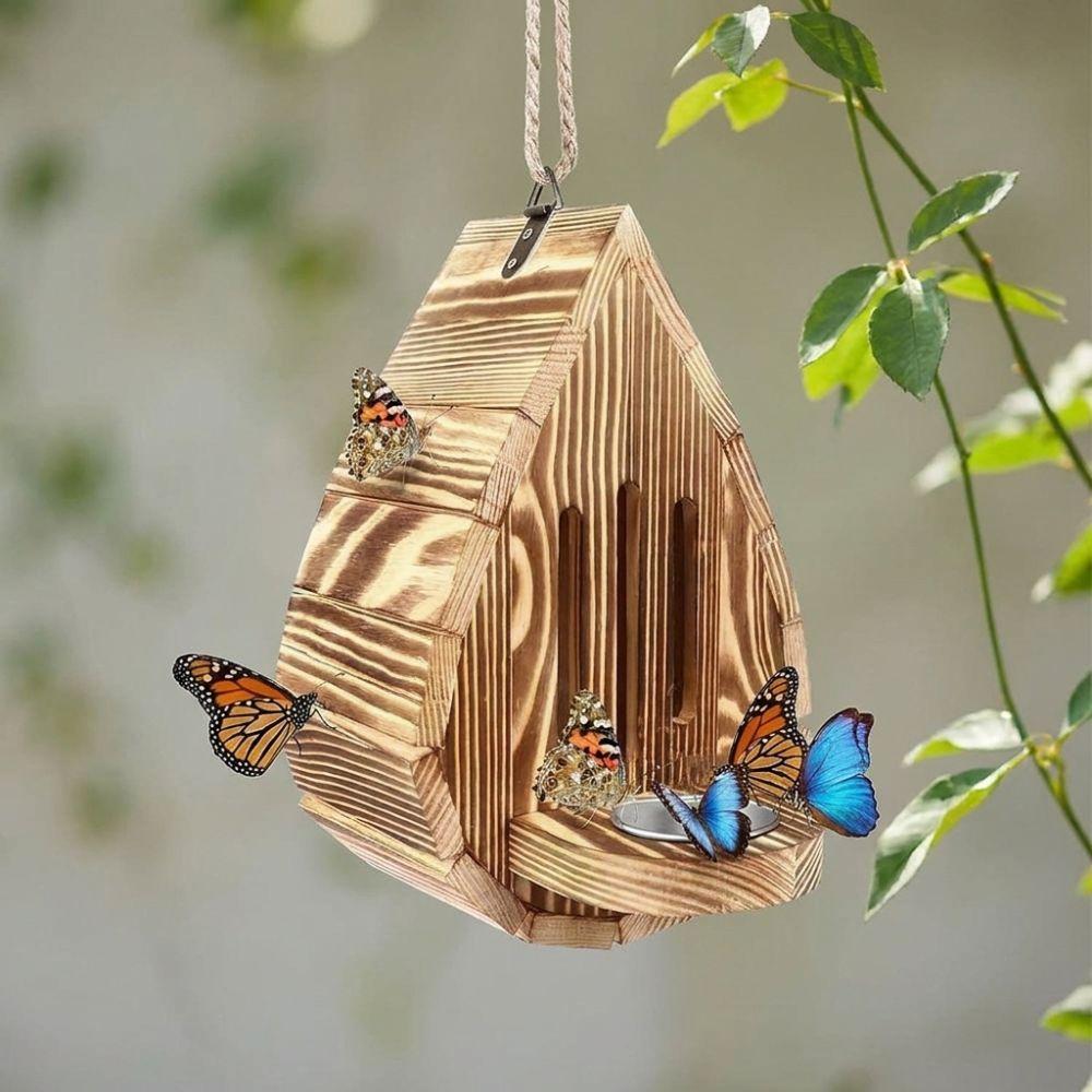 Teardrop Shaped Hanging Butterfly Feeder Rustic Insect Feeder House  Outdoor Garden Use