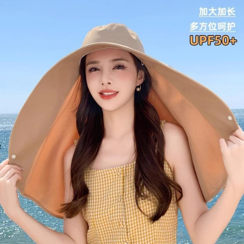 New Neck Protection Shawl Integrated Sun Protection Sun Hat Women's Spring and Summer Protection Anti-purple Line Shawl Cap Equestrian Hat