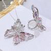 Foydjew Luxury Fntasy Brooch/Pendant Necklaces Two-wear Style Exquisite Lavender Purple Zircon Butterfly Rings Zircon Sets