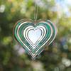 Stainless Steel Heart Wind Spinner Garden Hanging Decor Mirror Reflective 3D Whirling Wind Chimes Parts Pendant Bird Deterrent