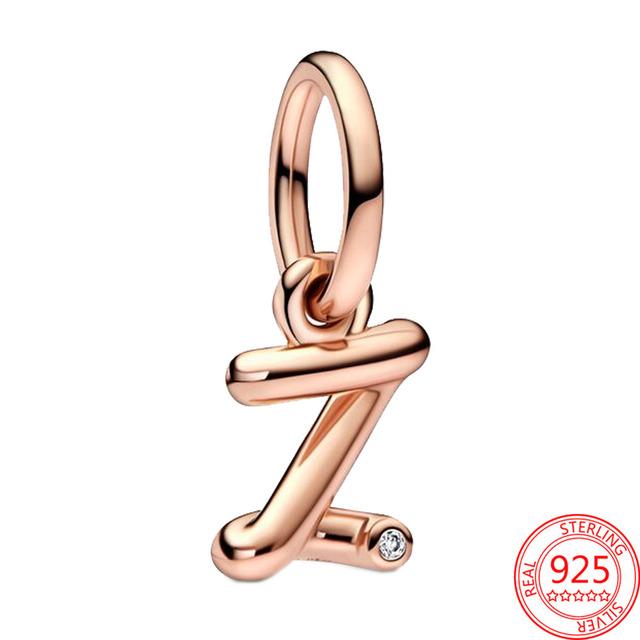 

S925 Стерлингового Серебра Буква AZ Буква Алфавит Мотаться Шарм подходит Оригинальный Браслет Ожерелье DIY Ювелирные Изделия Изготовление