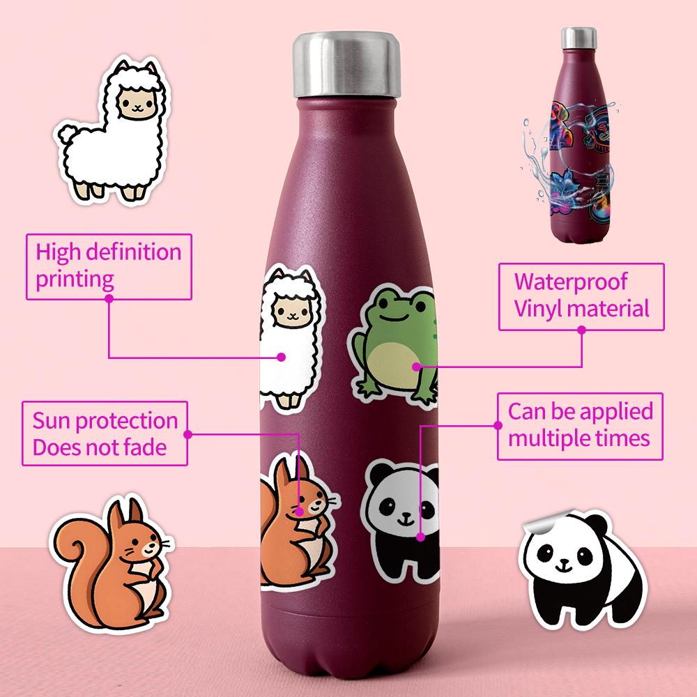 50 Sheets Cute Animal Graffiti Stickers for Water Bottles and Luggage
