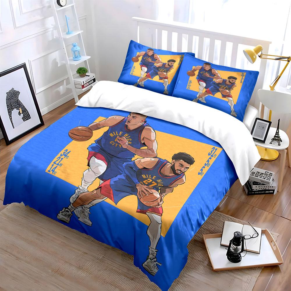 Basketball Duo Illustration Set Bedding Duvet Cover Set Duvet Cover Pillowcases  (1*Duvet Cover 2*Pillowcases, without duvet insert)