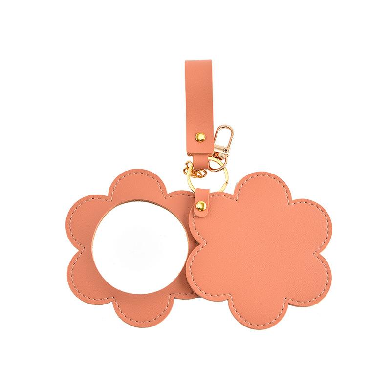 

Pu Leather Flower Shape Makeup Mirror Round Ultra-Thin Lightweight Cosmetic Mirrors Portable Mini Rotate Travel Pocket Mirror коричневый