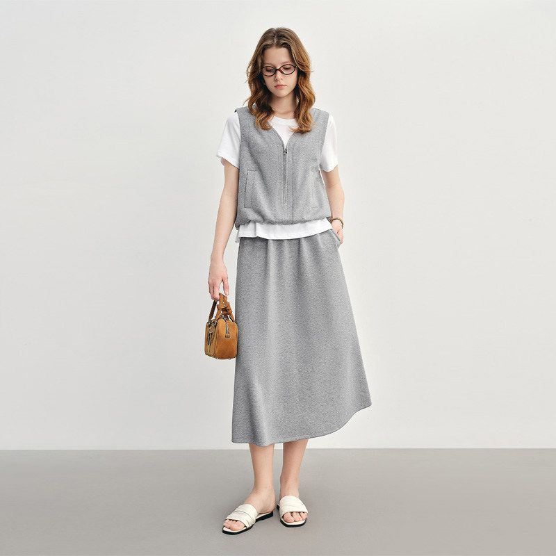 

Large Size Women s Clothing Two-Piece Short-Sleeve Skirt Set 2025 New Slimming Top and Skirt Two-Piece Set Gray (Skirt) 1 piece