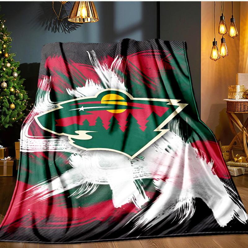 Minnesota Hockey Team Blanket Flannel Throw for Sofa, Indoor, Camping, Living Room, Office, Chair, And Bed Soft Birthday Gift