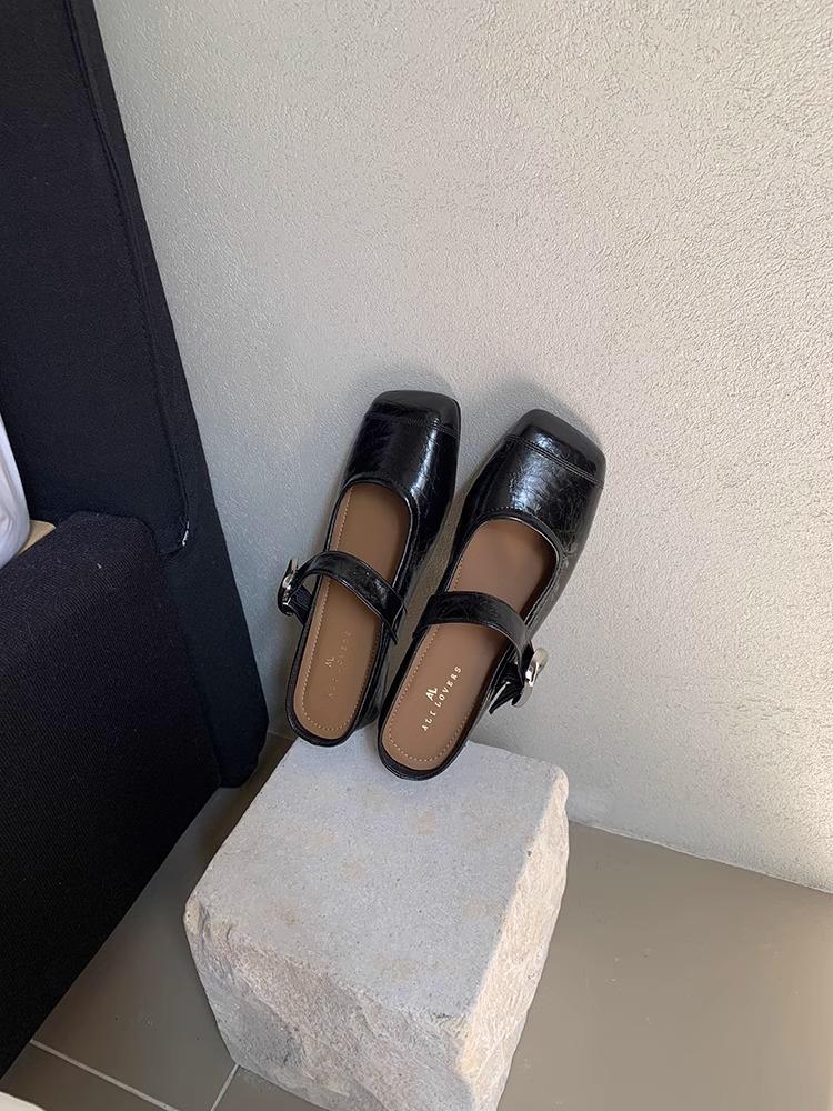 IPPEUM Женские балетки с квадратным носком 2025 Тапочки Черные Коричневые Туфли-мюли 245 чёрный 5980₽