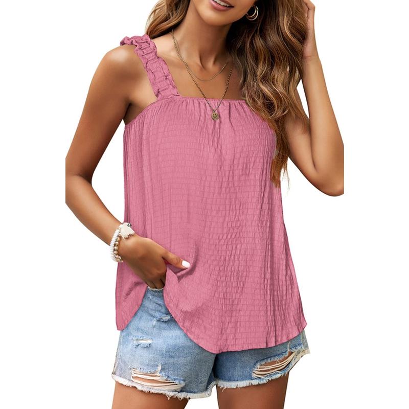 Dámský jarní a letní jednobarevný sexy top na ramínka, pohodlná vesta