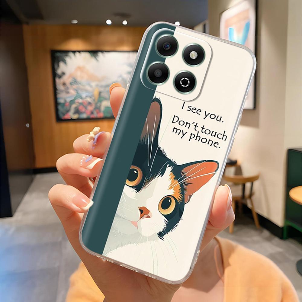 Honor X6B Kılıfı Sevimli Panda Şeffaf Arka Kapak Honor X6b JDY-LX1 JDY-LX2 İçin Şeffaf Silikon Tam Kapsama Telefon Kılıfı Coque