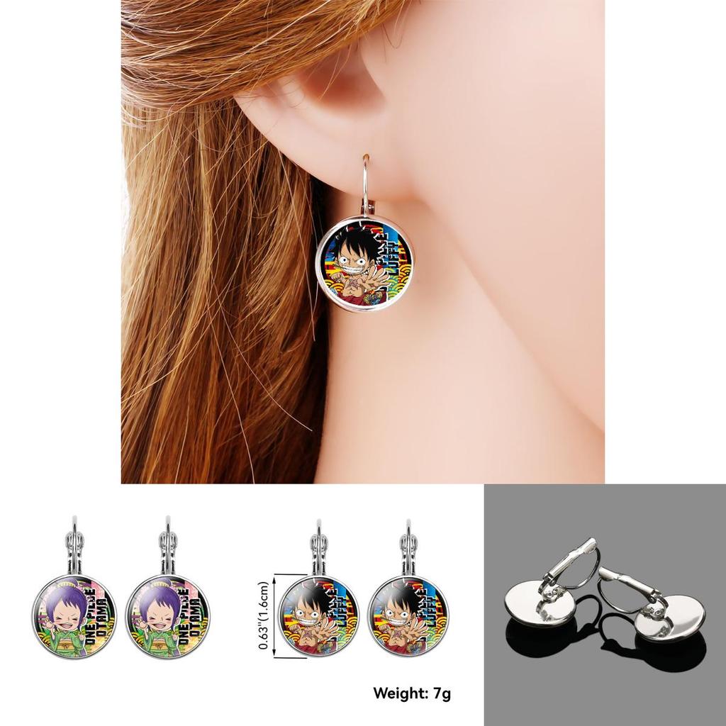 Stylish One Piece Anime Sanji Gemstone Earrings Fashion Metal Ear Jewelry