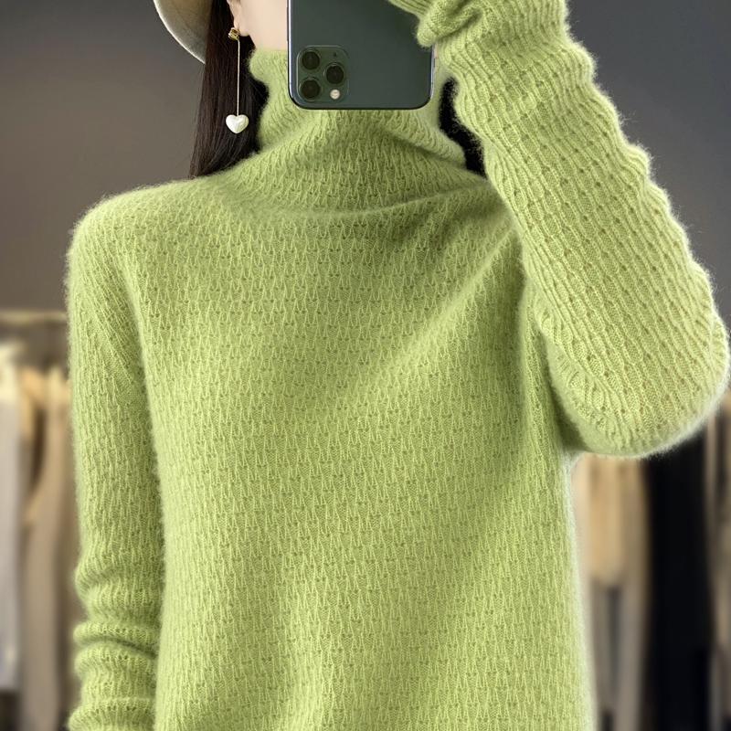 Damen Rollkragenpullover, Qinghe Kaschmir, 30% Kaschmir 70% Wolle, Winter Strickpullover Herbstpullover Kaschmirpullover