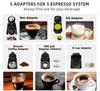 Home 5-in-1 Multifunctional Capsule Espresso Machine, Compatible with Dolce Gusto, Nespresso, ESE Capsules, and Coffee Powder, Stainless Steel