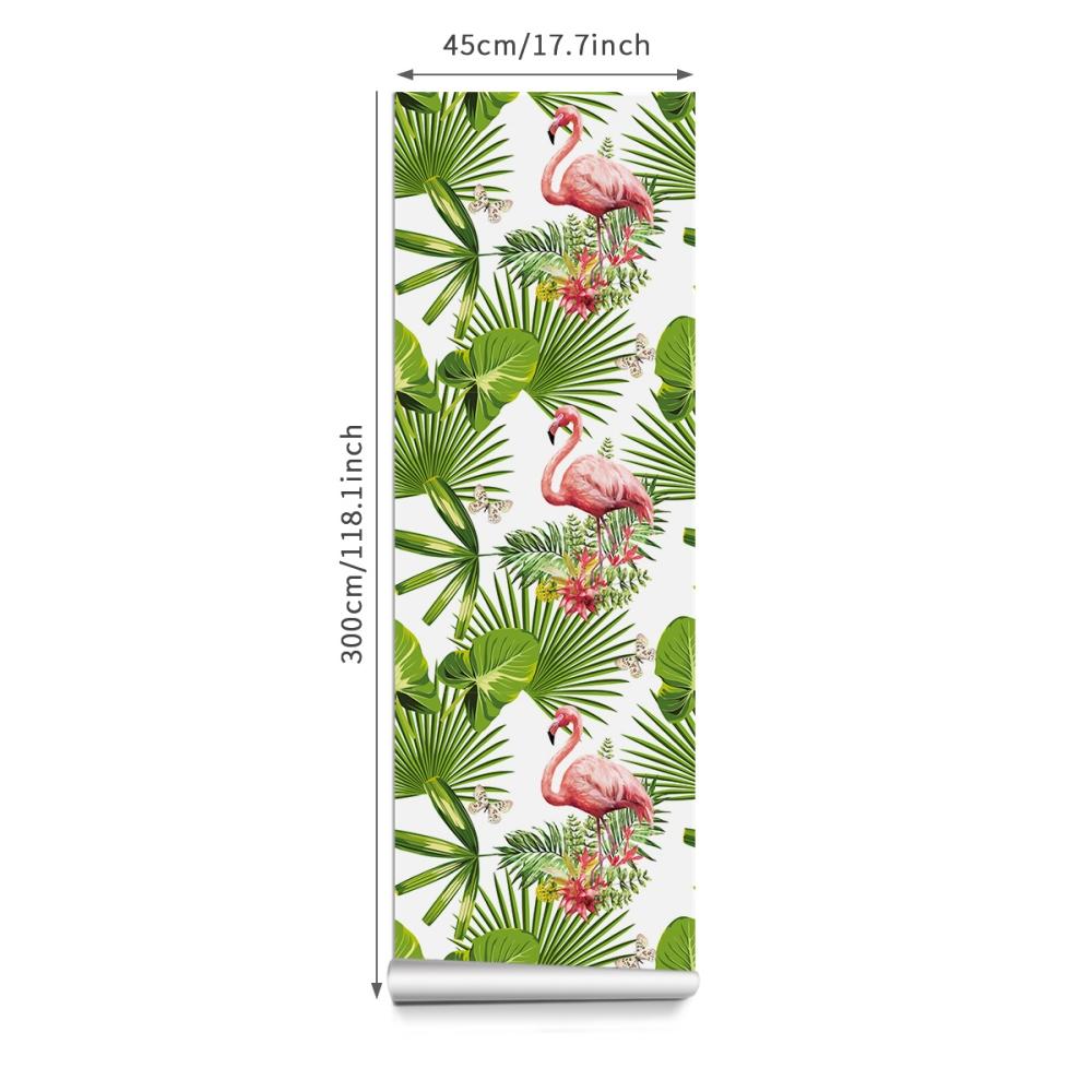 Flamingo Tapeta Samolepicí Velký Zelený List & Motýl Odnímatelná Samolepicí Dekorace do Obývacího Pokoje