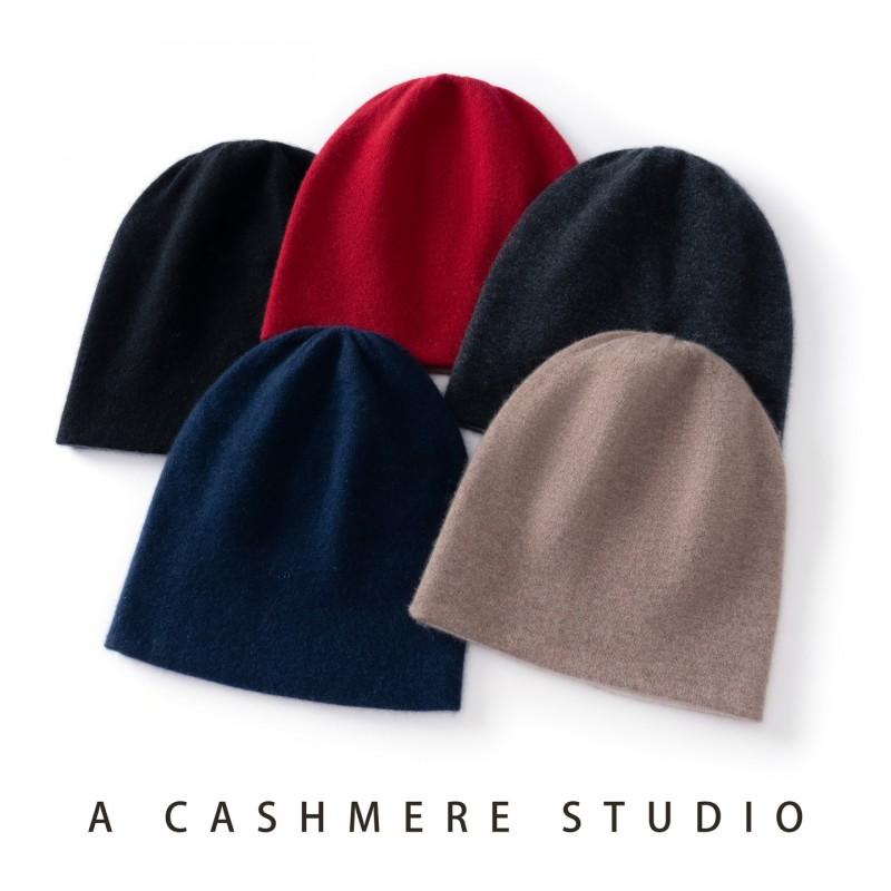Double-Sided Cashmere Beanie Hat Men Women Winter Warm Knit Cap With Neck Protection