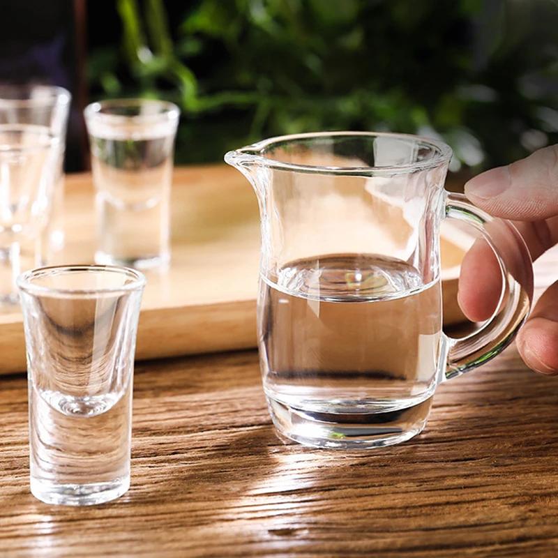 7ks Súprava Pohárov na Víno 120ml Rukoväť Dávkovač Vína a 10ml SGlass Priehľadné Malé Nápoje pre Priateľov Sklenené Poháre Súpravy