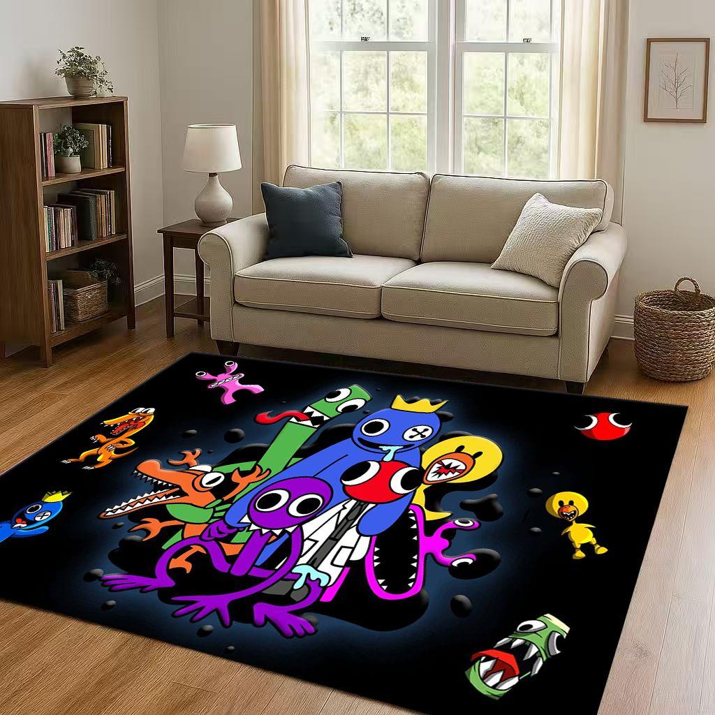 3D R Rainbow Friends Game Cartoon Living Room Non Slip Area Rug Carpet for Bedroom Playroom Sofa,Easy Clean Home Decor Doormat