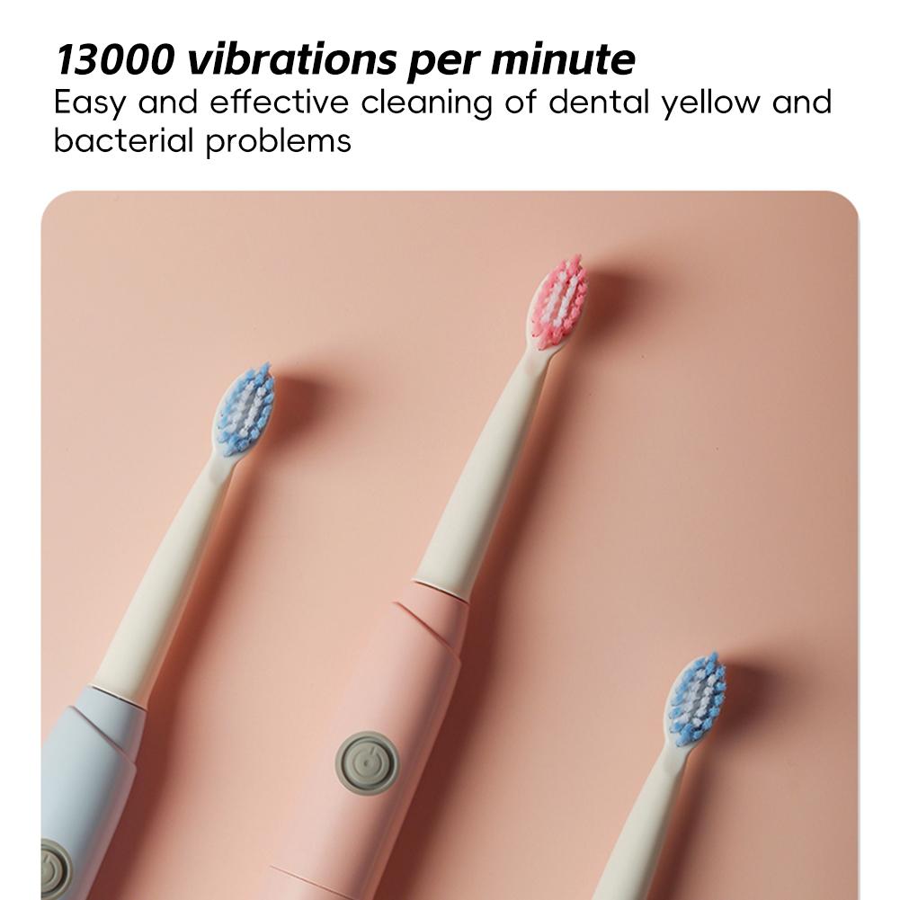 Smart Sonic Electric Toothbrush Low Noise Batteries with 2 Replaceable Brush Heads 2 Min Smart Timer Portable for Travel