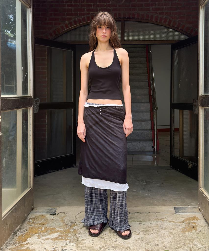 Daiaegeuneol Wrinkled Sheer Skirt (Black)