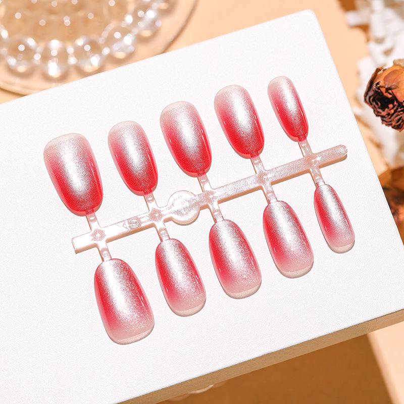 B012 Autumn Pomegranate Red Cat Eye Gradient Nail Stickers