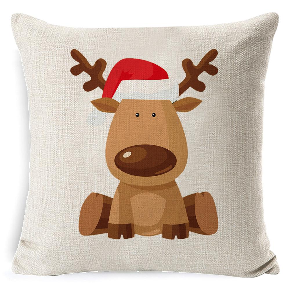 Christmas Linen Pillow Case Home Nap Lumbar Cushion Pillow Sofa Bedside Cushion Pillow Case