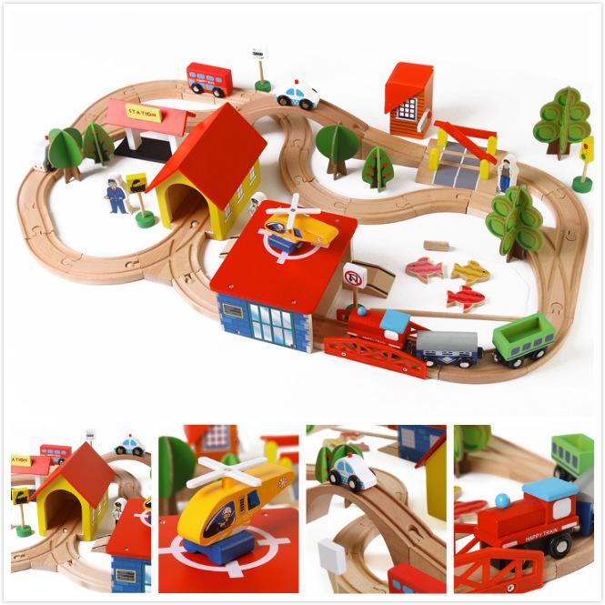 69-Piece Wooden Train Track Set: Children's Educational Parent-Child Toy