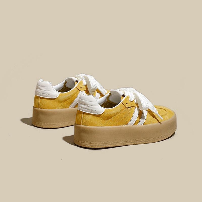 2025 new thick-soled color matching German training shoes women's small height increase versatile flat-soled lace-up sports and leisure Forrest Gump