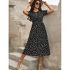 Women Floral Print Midi Dress With Puff Sleeves And Smocked Waist