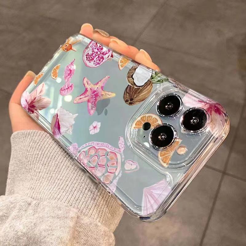 Floral Starfish Turtle Painte Clear Phone Case For Xiaomi Mi 15 T Pro 14T 13T Mi 17 Pro 15 14 13 12 11 Lite 5G Silicone Cover