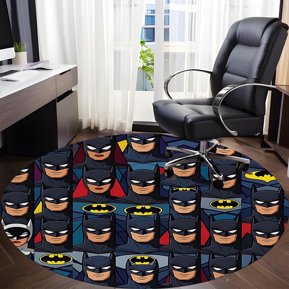 1 szt. Okrągły dywanik biurowy Batman, Pod krzesła biurowe, Sypialnia, Salon, Wystrój domu, Dekoracja pokoju, Dostępny w różnych rozmiarach