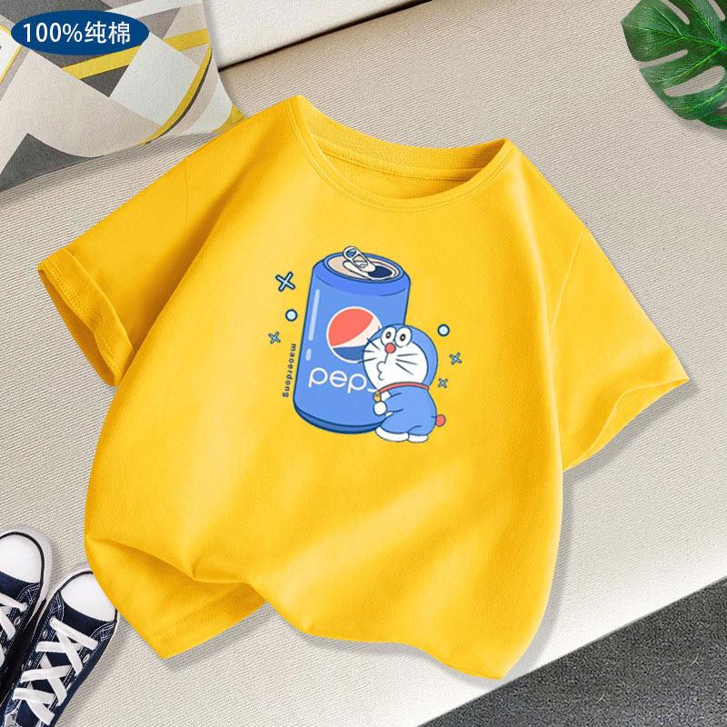 2026 Summer New Style Childrens ShortSleeved Pure Cotton TShirt with Soft Cartoon Patterns Cute Cartoon Boys and Girls Tops