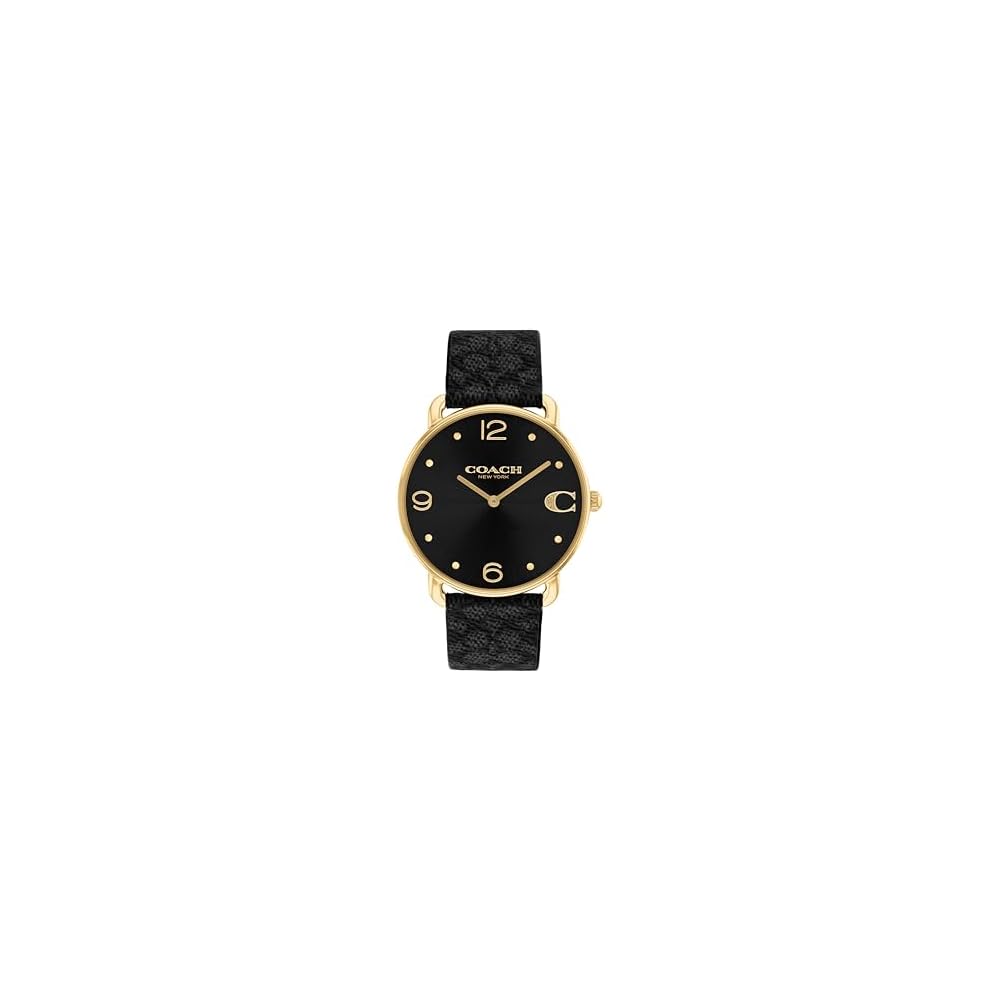 Coach ELLIOT Women s Watch Black Dial Black Leather Strap 14504289