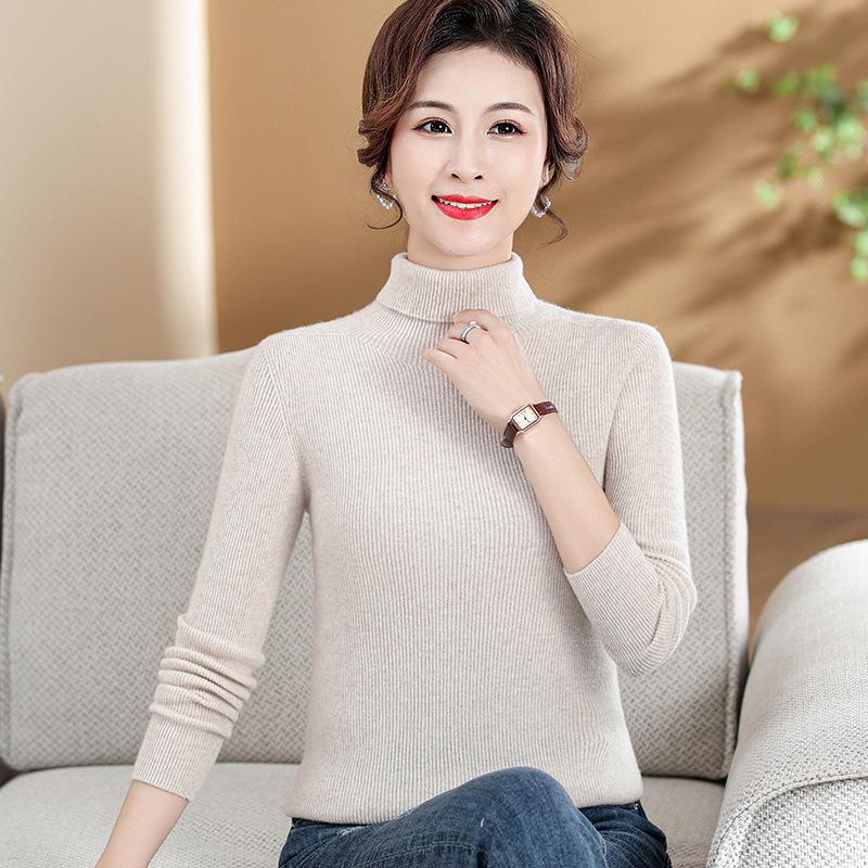Luxurious Cashmere Wool High-Neck Winter Base Layer for Women - Plus Size Available