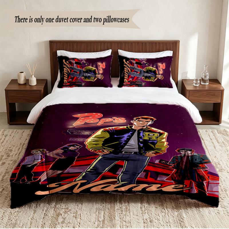 Archie Comics Personalized Custom Name 3‑Piece Bedding Set Soft Duvet Cover Set For Bedroom Home Decor