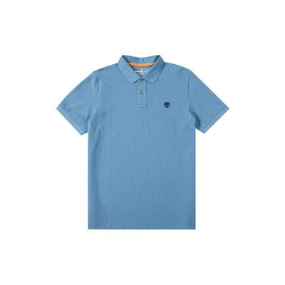 Outdoor Casual Solid Color Short Sleeve Polo Shirt Men Tops Sky-Blue A62T5-DJ5