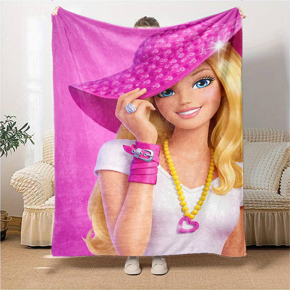 1Pc Pink Hat Barbie Style Blanket Soft Throw Blanket For Home Bedroom Bed Sofa Travel Office Solid Christmas Blanket