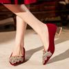 2026 New Wedding Shoes for Women Brides Crystal Shoes Red Wedding Dress Fine Heels Rhinestones Women's High Heels
