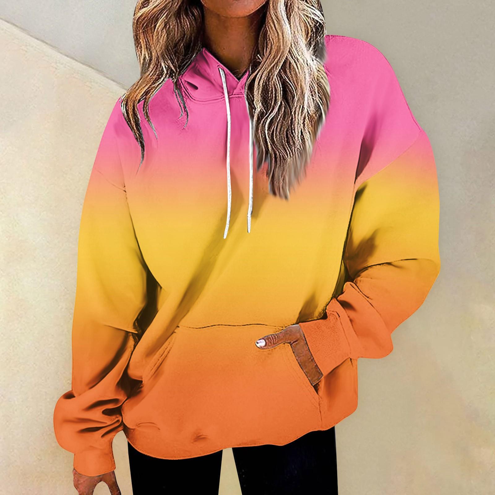 

Женская мода Повседневные Универсальные Повседневные толстовки с круглым вырезом Графика Повседневные с длинным рукавом Градиент Лоскутная верхняя одежда с принтом Толстовки XXXL