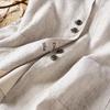 Women's Light Gray Linen Vest Round Neck Asymmetric Button Down Sleeveless Casual Waistcoat •