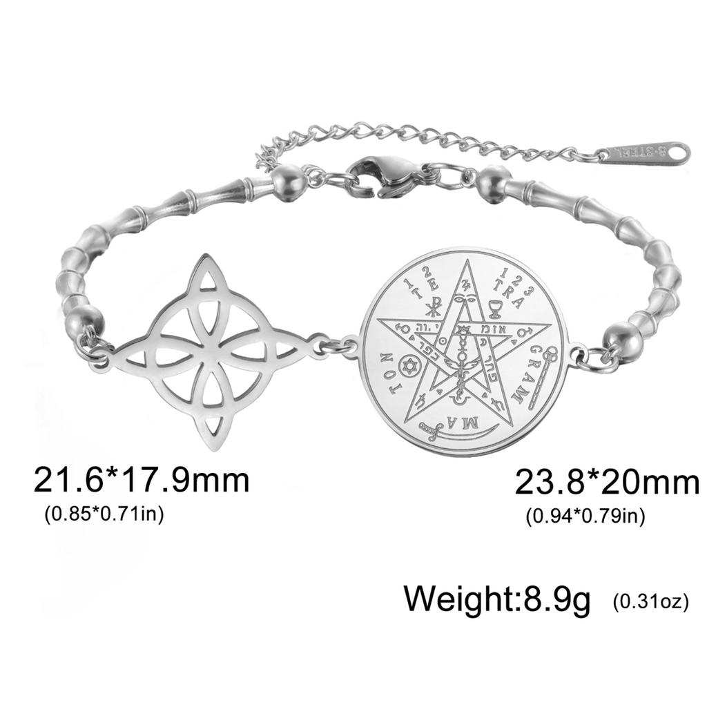 EUEAVAN Classic Witch Knot Bracelet For Women Stainless Steel Tetragrammaton Pentacle Bracelet Double Protection Jewelry Gifts