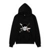 Anime One Piece Roronoa Zoro Hoodie, Pirate Logo Front Print Pullover Sweatshirt Long Sleeve Streetwear for Men Women