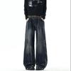 VIONA Vintage Men's Leopard Print Pocket Jeans Washed Distressed Wide Leg Baggy Fit Streetwear Casual Premium Denim Pants