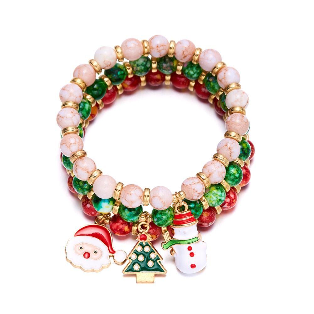 Hand Decoration Acrylic Beaded Bracelet Cute Letter Elastic Bracelet Christmas Bracelets  Women