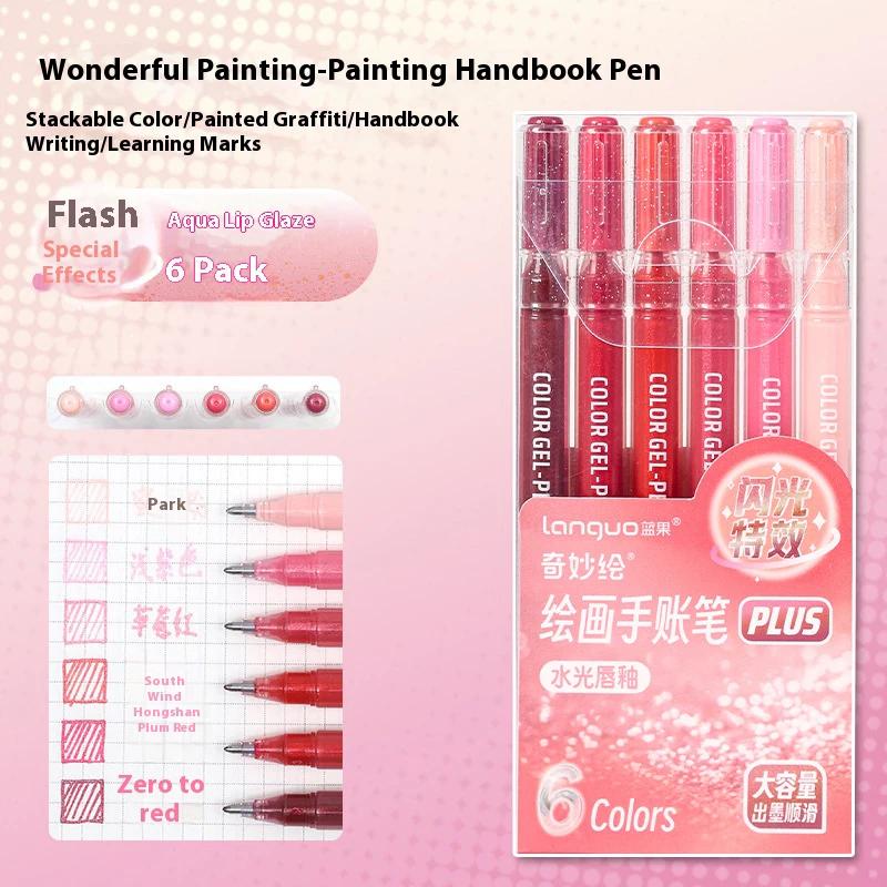 

LANGUO 72/6 Colors Glitter Effects Gel Pen 1.0mm Large Capacity Paint Marker Pens DIY Crafts Birthday Cards Making Poster Album