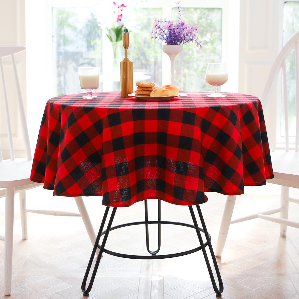 Tablecloth Red Black Checkered Party Decoration Hotel Restaurant Party Round Table Towel Placemat